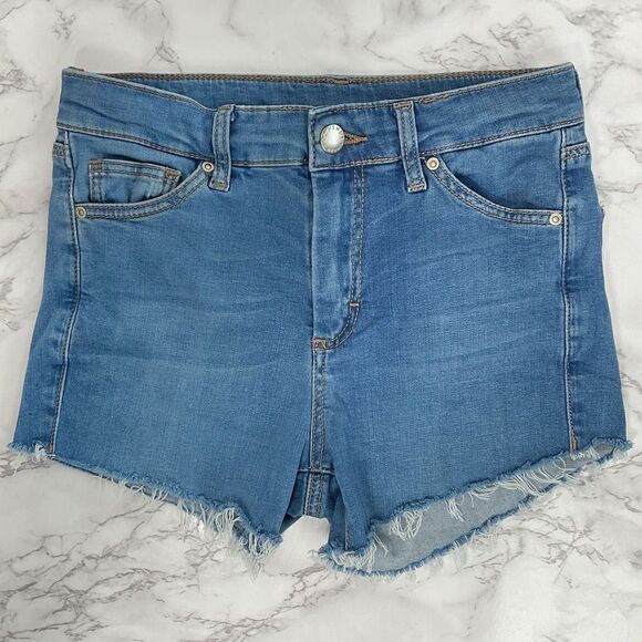 TopShop Blue Custom Cutoff Jean Shorts 25 - Picture 1 of 5